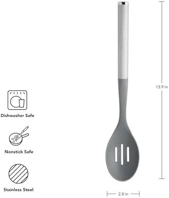 KitchenAid Slotted Spoon with Stainless Steel Handle, Nonstick Safe, Ideal for Draining and Scooping, Durable and Dishwasher Safe