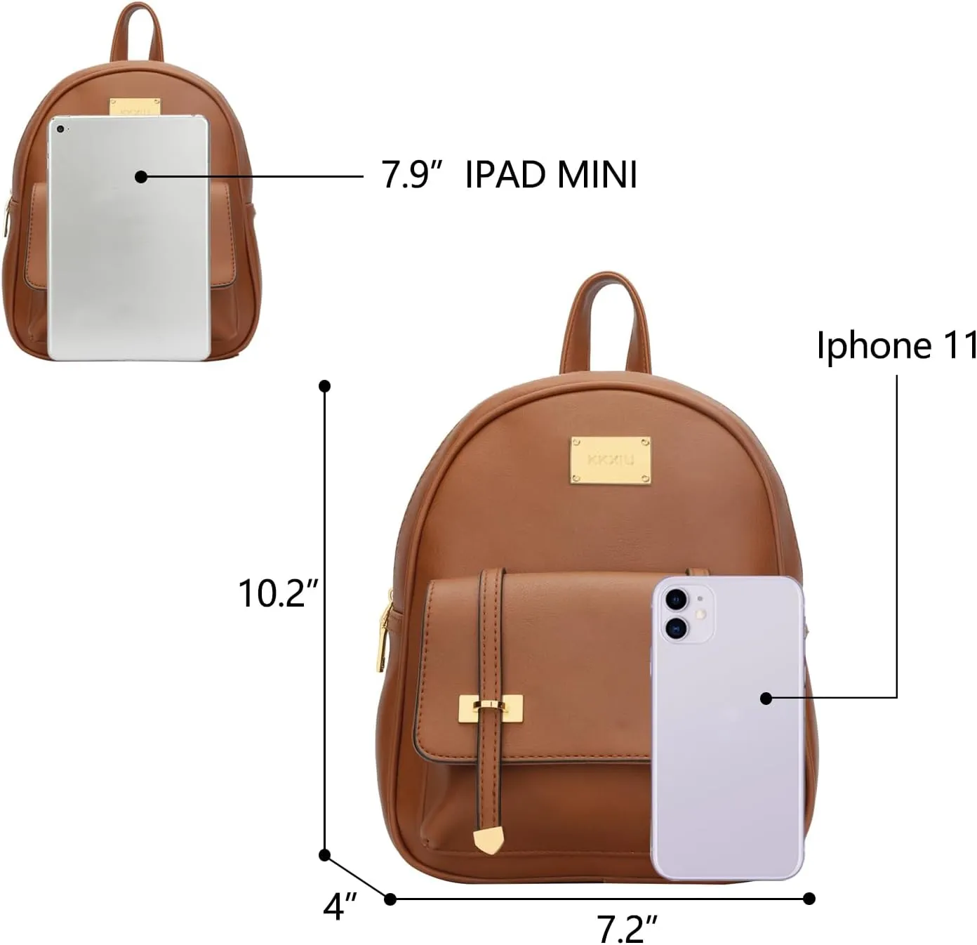 KKXIU Girls Small Backpack Purse Vegan Leather Mini Bookbag for Women Cute Teen Pompom Daypack