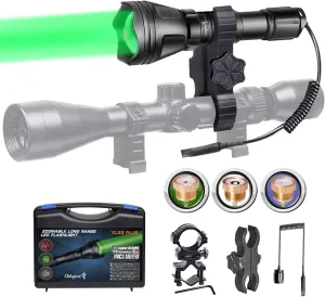 KL52Plus Zoomable Hunting Light with Red Green White IR850 Interchangeable Modules, Predator Flashlight with Pressure Switch, for Hog Coyote and Varmint Hunting