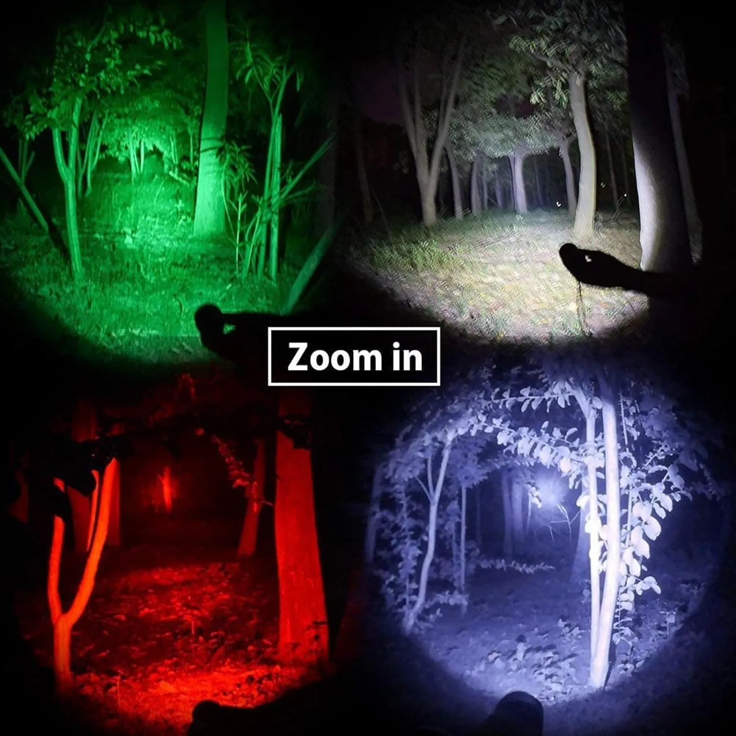 KL52Plus Zoomable Hunting Light with Red Green White IR850 Interchangeable Modules, Predator Flashlight with Pressure Switch, for Hog Coyote and Varmint Hunting