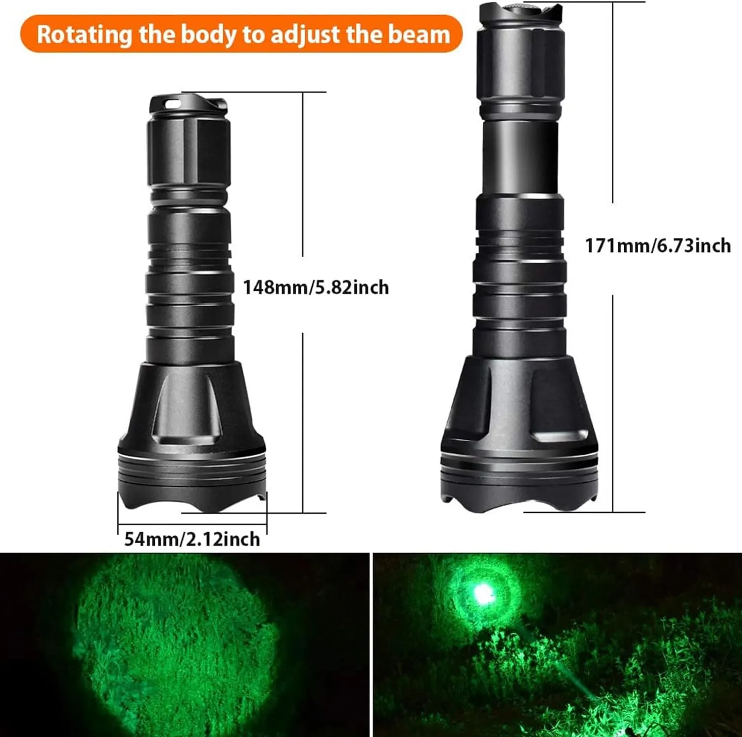 KL52Plus Zoomable Hunting Light with Red Green White IR850 Interchangeable Modules, Predator Flashlight with Pressure Switch, for Hog Coyote and Varmint Hunting
