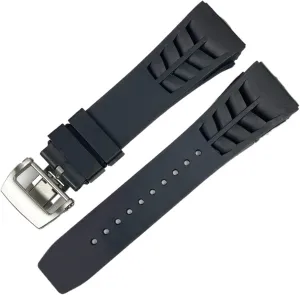 KLVN 25mm Rubber Silicone Watch Band for Richard Mille Strap Stainless Steel Folding Buckle Blue Strap Watch Accessories Blue Strap