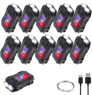KunHe 10 Pack Bulk Gifts for Men Dad Clip-on Mini EDC Keychain Flashlight High Lumen USB-C Rechargeable with COB Side Light 8 Modes Suitable for Night Work Camping Hiking Dog Walking