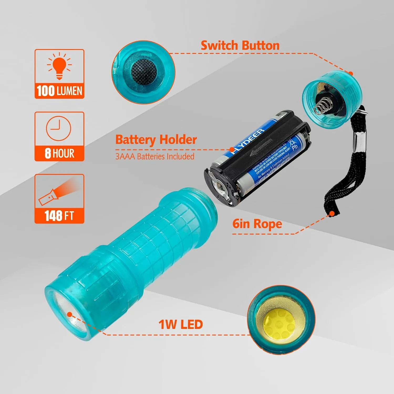 KunHe 12 Pack Glow in Dark Flashlights Mini Flashlight for Kids Bulk flashlights with Batteries Included Perfect for Teaching Kids Birthday Party Christmas Gifts Stocking Stuffers