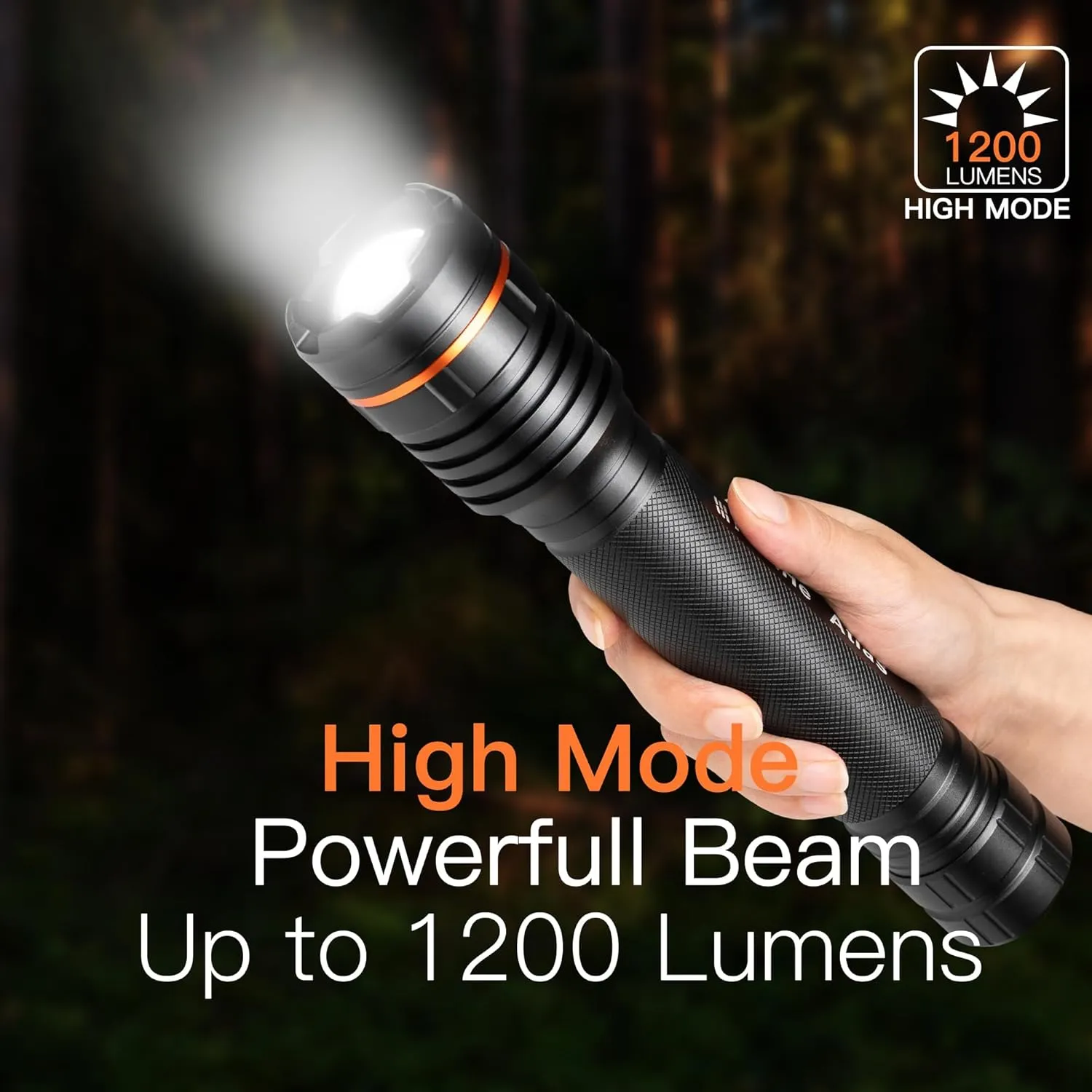 KunHe Heavy Duty 3D Cell LED Flashlights Large Aluminum Zoomable High Lumens-1200 LM Battery Powered Single Mode Flash Light- Big Flashlight for Home Emergency Power Outages Camping Car