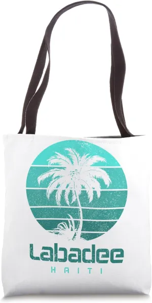 Labadee Haiti Vintage Plam Tree Surfer Souvenir Tote Bag