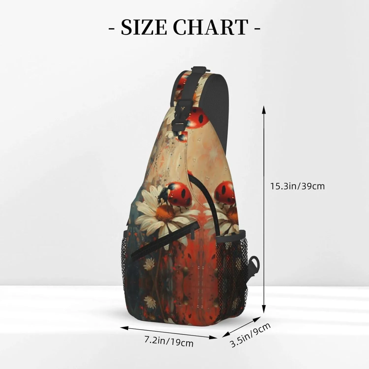Ladybug Sitting On White Daisy Sling Bag For Men Crossbody Backpack,Women Shoulder Bag For Travel Sport