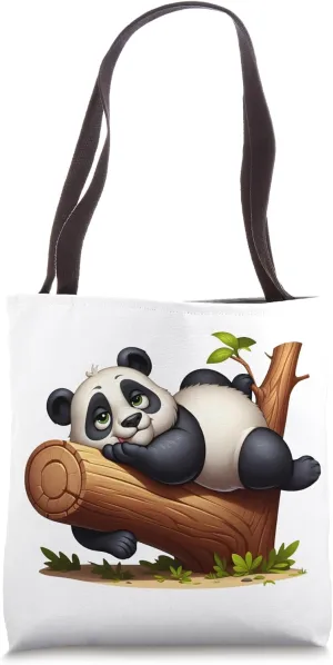 Lazy Panda Resting Peacefully On A Tree Trunk Cozy Panda Tote Bag