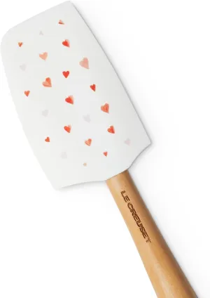 Le Creuset Mon Coeur Collection Silicone Craft Medium Spatula, White with Hearts