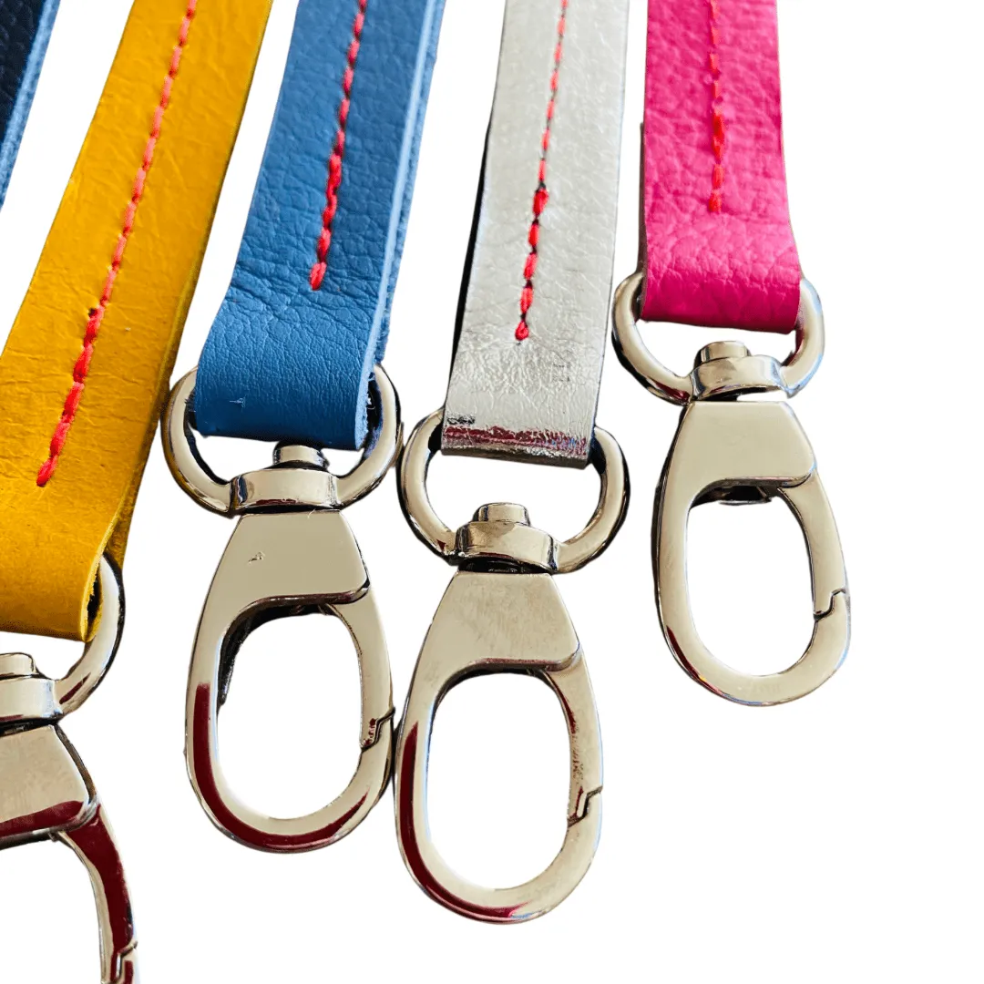 Leather Fidget flower Bag Charm Keyring - Various colours