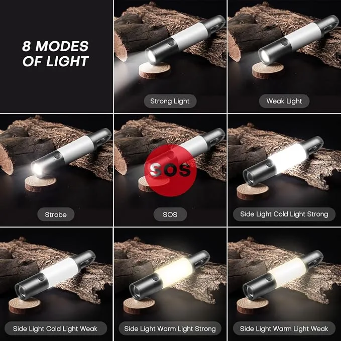 LED Flashlight, 1000 High Lumens Flashlights with USB Rechargeable Battery, 8 Modes Zoomable Flash Light with Sidelight and Magnetic, Waterproof Portable Flashlight Camping Accessories