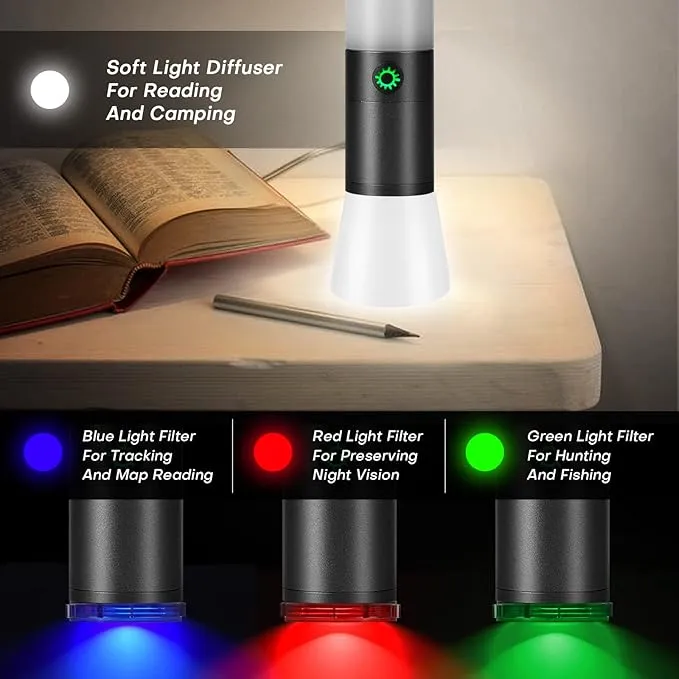 LED Flashlight, 1000 High Lumens Flashlights with USB Rechargeable Battery, 8 Modes Zoomable Flash Light with Sidelight and Magnetic, Waterproof Portable Flashlight Camping Accessories