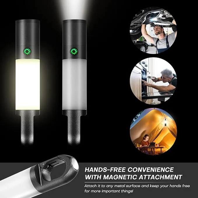 LED Flashlight, 1000 High Lumens Flashlights with USB Rechargeable Battery, 8 Modes Zoomable Flash Light with Sidelight and Magnetic, Waterproof Portable Flashlight Camping Accessories