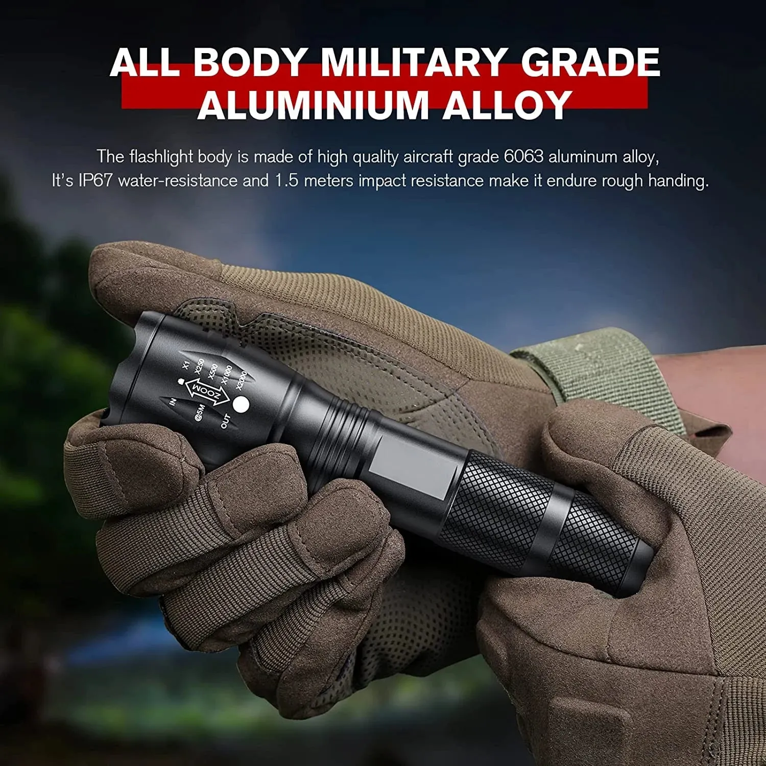 led flashlight 2pack portable zoomable tactical lights