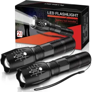 led flashlight 2pack portable zoomable tactical lights