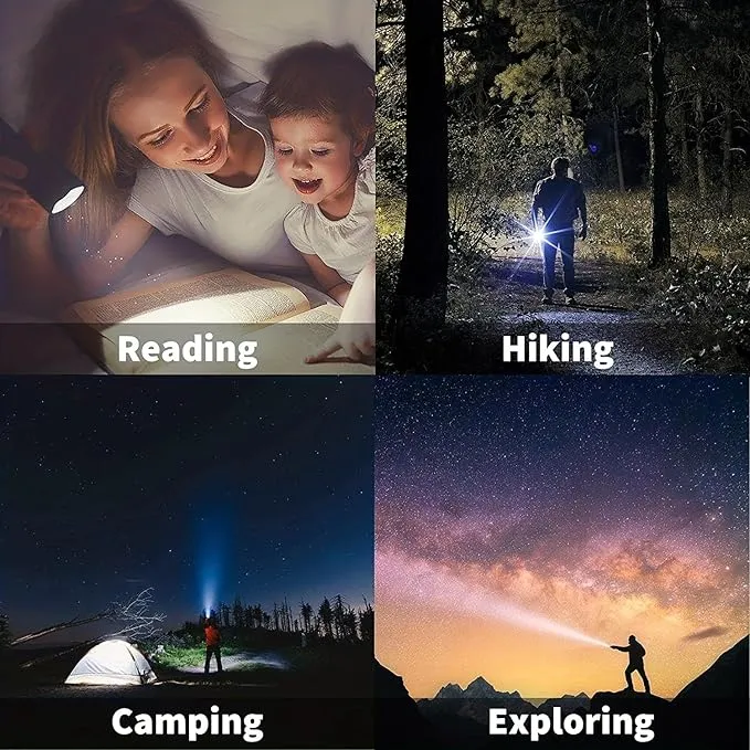 LED Flashlight High Lumens, Bright, Zoomable, Waterproof, Powerful, Emergency Tactical LED Flashlights for Home and 5 Modes, Flashlight for Camping Gear、Hiking、Walking (10Pack)