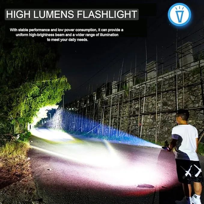 LED Flashlight High Lumens, Bright, Zoomable, Waterproof, Powerful, Emergency Tactical LED Flashlights for Home and 5 Modes, Flashlight for Camping Gear、Hiking、Walking (10Pack)