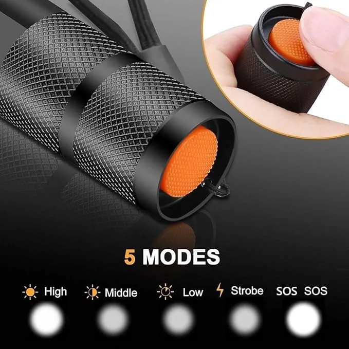 LED Flashlight High Lumens, Bright, Zoomable, Waterproof, Powerful, Emergency Tactical LED Flashlights for Home and 5 Modes, Flashlight for Camping Gear、Hiking、Walking (4 Pack)