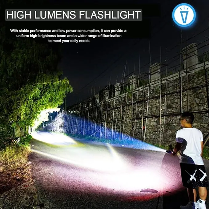 LED Flashlight High Lumens, Bright, Zoomable, Waterproof, Powerful, Emergency Tactical LED Flashlights for Home and 5 Modes, Flashlight for Camping Gear、Hiking、Walking (4 Pack)