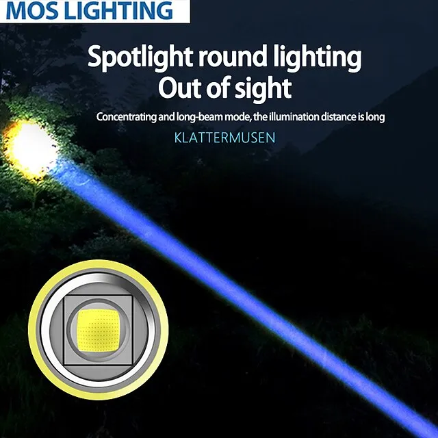 LED Flashlight Outdoor Portable USB Rechargeable Mini Glare Zoomable Laser Torch Aluminum Alloy Outdoor Camping Tactical Flashlight 3.7V