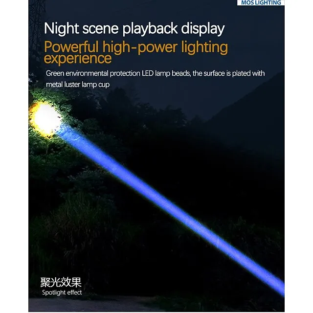 LED Flashlight Outdoor Portable USB Rechargeable Mini Glare Zoomable Laser Torch Aluminum Alloy Outdoor Camping Tactical Flashlight 3.7V
