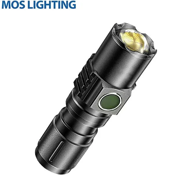 LED Flashlight Outdoor Portable USB Rechargeable Mini Glare Zoomable Laser Torch Aluminum Alloy Outdoor Camping Tactical Flashlight 3.7V