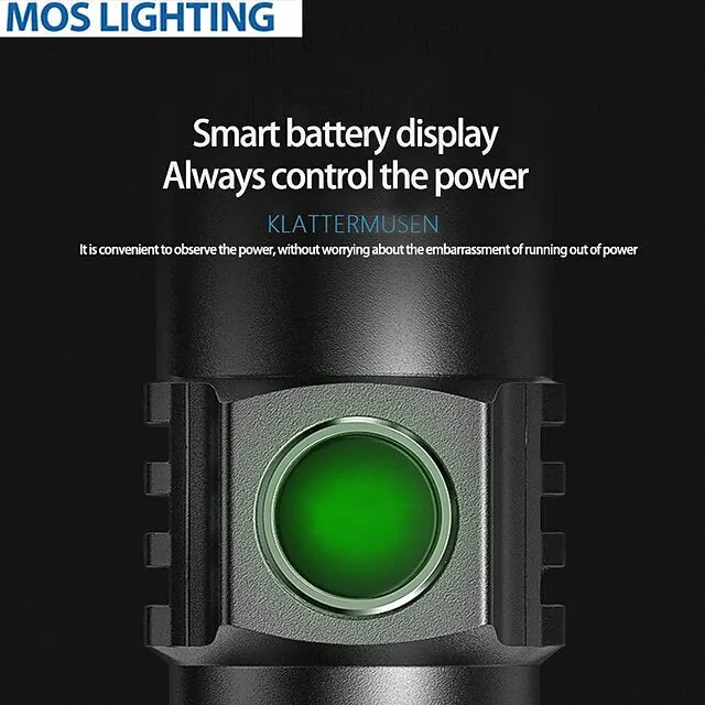 LED Flashlight Outdoor Portable USB Rechargeable Mini Glare Zoomable Laser Torch Aluminum Alloy Outdoor Camping Tactical Flashlight 3.7V