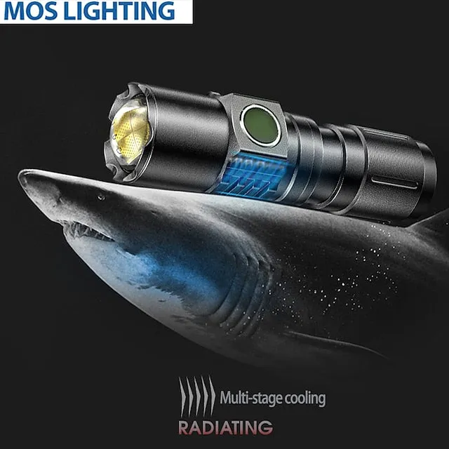 LED Flashlight Outdoor Portable USB Rechargeable Mini Glare Zoomable Laser Torch Aluminum Alloy Outdoor Camping Tactical Flashlight 3.7V