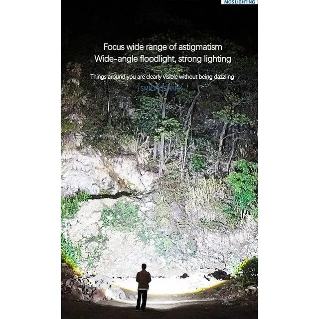 LED Flashlight Outdoor Portable USB Rechargeable Mini Glare Zoomable Laser Torch Aluminum Alloy Outdoor Camping Tactical Flashlight 3.7V