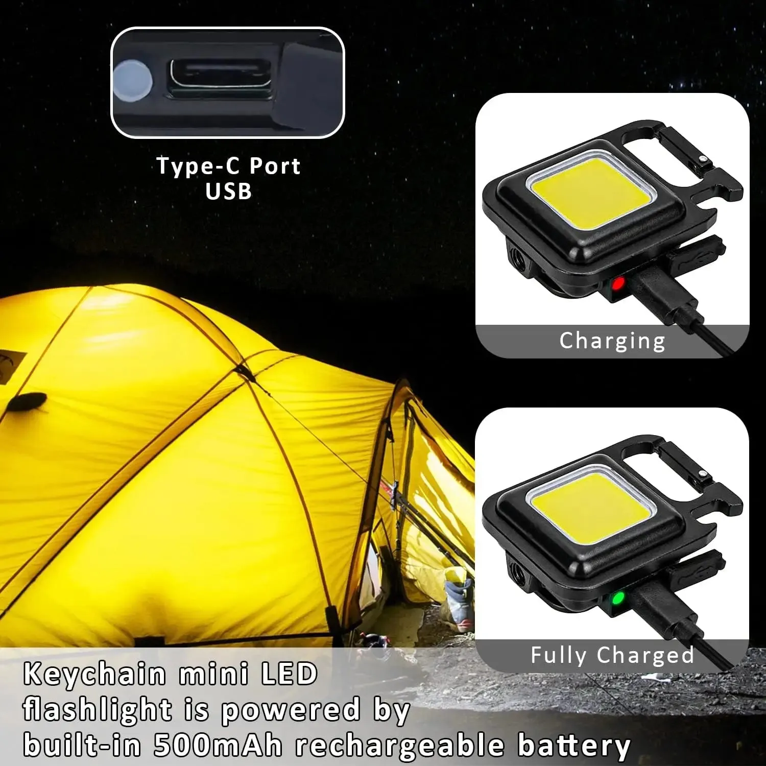 LED Flashlight Super Bright Bottle Opener USB Rechargeable and Waterproof Light