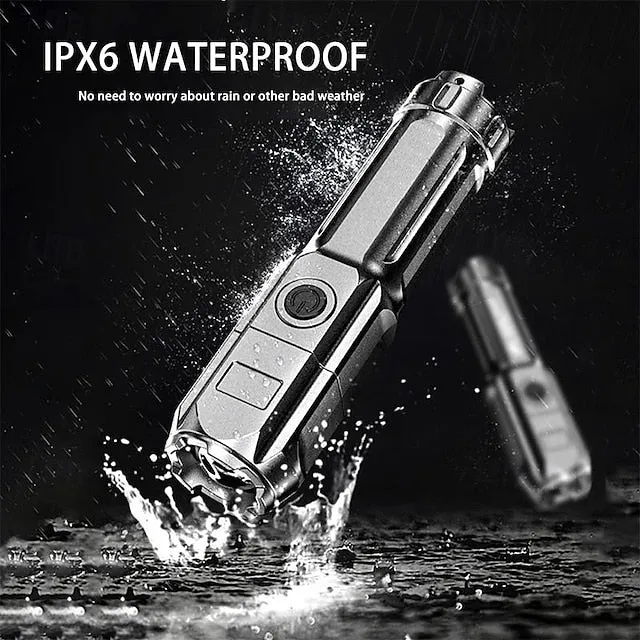 LED Flashlight USB Super Bright Zoomable USB Rechargeable Tactical Torch for Camping Hiking Fishing Outdoor Hunting 3.7V