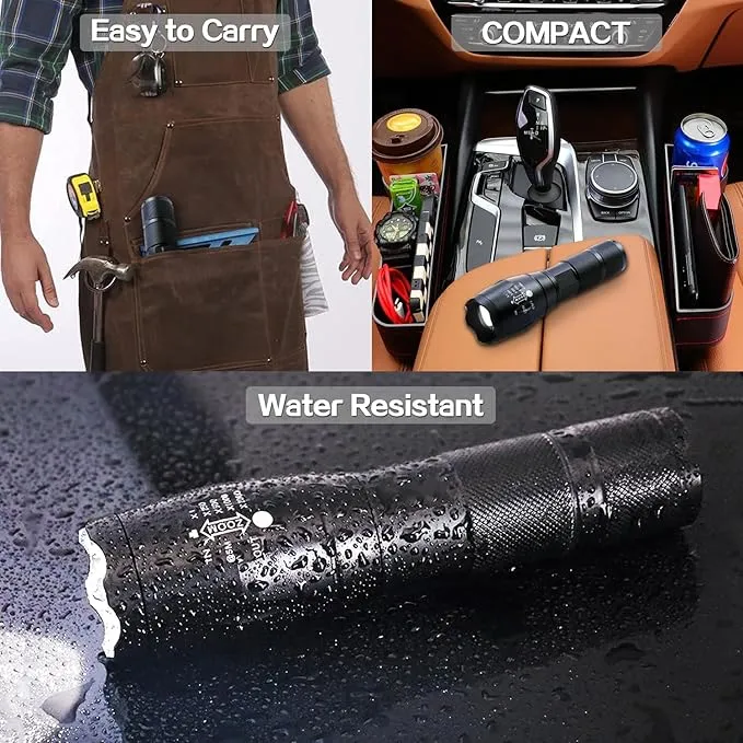 LED Flashlights High Lumens - Flashlights for Camping, Hiking, Walking - Powerful Emergency Flashlights with 5 Modes for Home Outdoor Use - Bright Flashlight with Zoomable Beam (1 Pack)