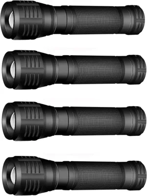 LED Flashlights - Mini Camping Flashlights with 3000 Lumens,3 Modes, Zoomable,4 Pack