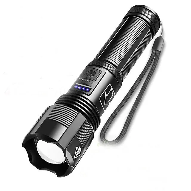 LED Rechargeable Flashlight Super Bright Torch Very Powerful Lighting USB Rechargeable Zoomable Water Resistant Flashlight 5 Modes Best Flash Light