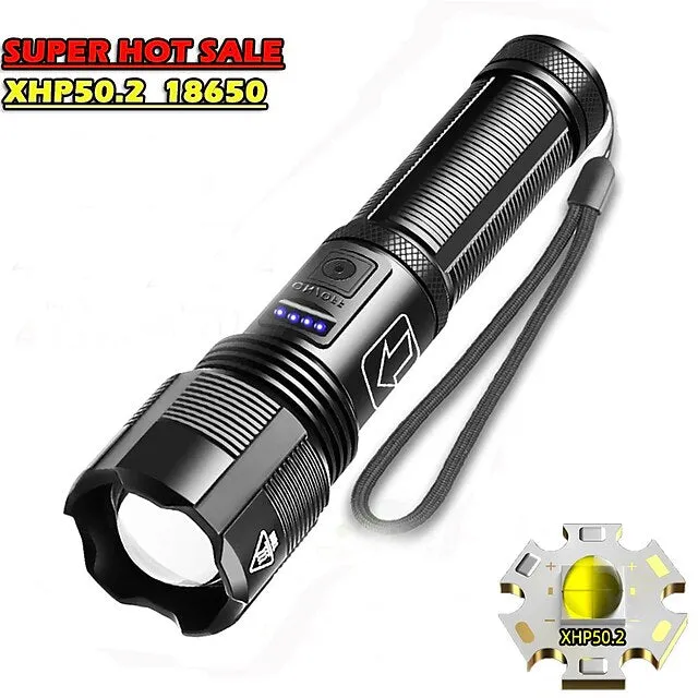 LED Rechargeable Flashlight Super Bright Torch Very Powerful Lighting USB Rechargeable Zoomable Water Resistant Flashlight 5 Modes Best Flash Light