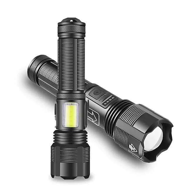 LED Rechargeable Flashlight Super Bright Torch Very Powerful Lighting USB Rechargeable Zoomable Water Resistant Flashlight 5 Modes Best Flash Light