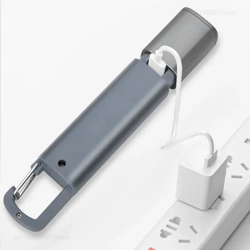 LED Rechargeable Flashlight Torch with Hook USB Zoomable Outdoor Waterproof Camping Light