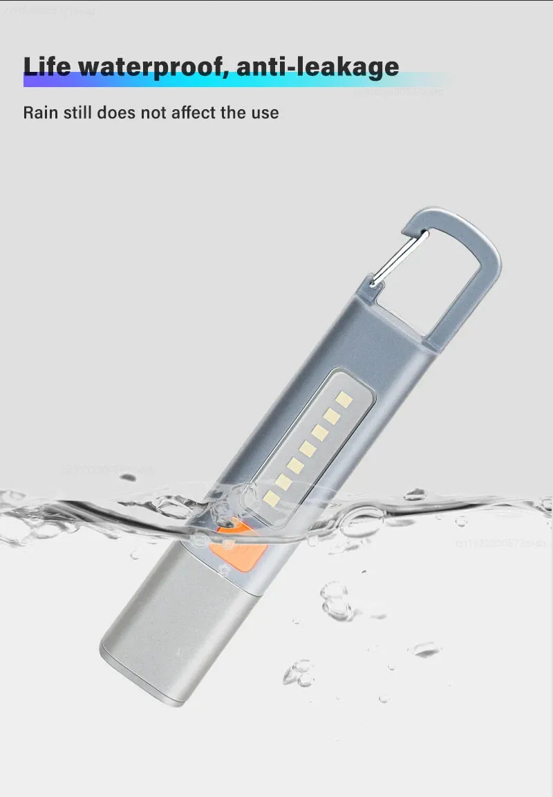LED Rechargeable Flashlight Torch with Hook USB Zoomable Outdoor Waterproof Camping Light