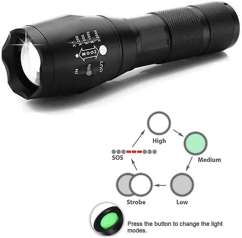 Led Red Light Flashlight 500 Lumens Rechargeable Led Torch Waterproof Zoomable