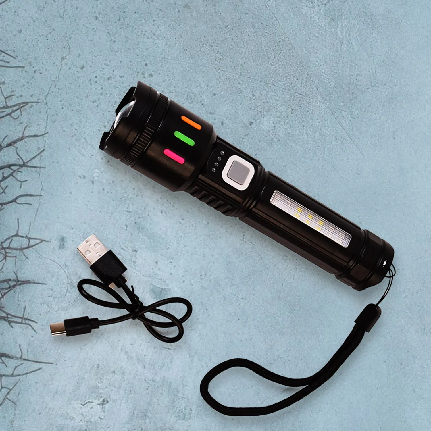 Led Torch High Lumens Fast Charging Flashlight / Torch with Far & Near Zoom (1 Pc)