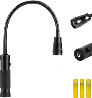 LED Work Light, 500 Lumen Gooseneck Flashlight with Magnetic Base, Zoomable Flexible Led Flashlight, Waterproof Job Site Light for Work Bench, Auto-repairing, Inspection, Emergency