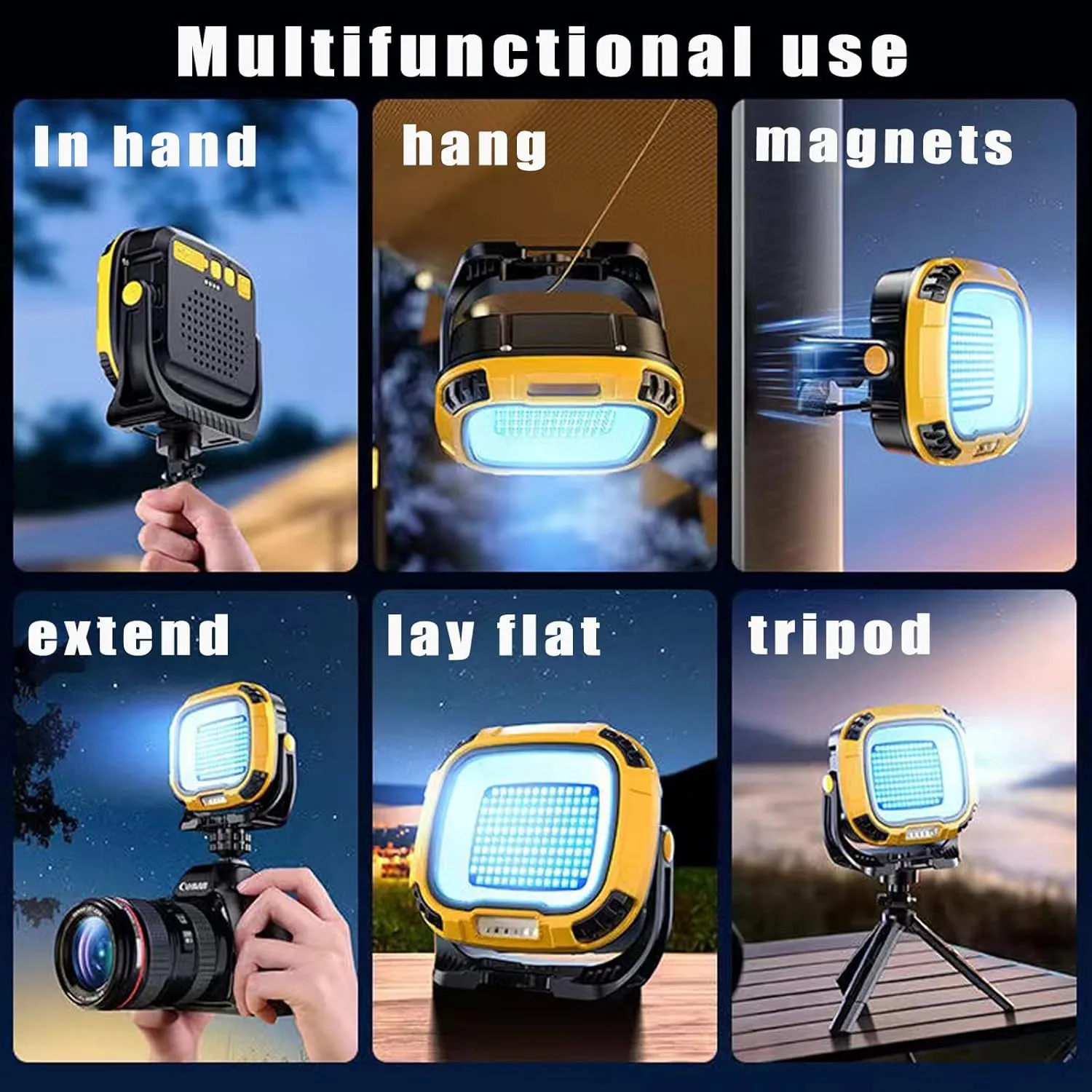 LED Work Light Rechargeable, 2500LM Waterproof Folding Portable Flood Lights with Magnetic and14 Light Modes,USB Emergency cob Work Light for Camping Car Repairing Emergency Job Site Lighting