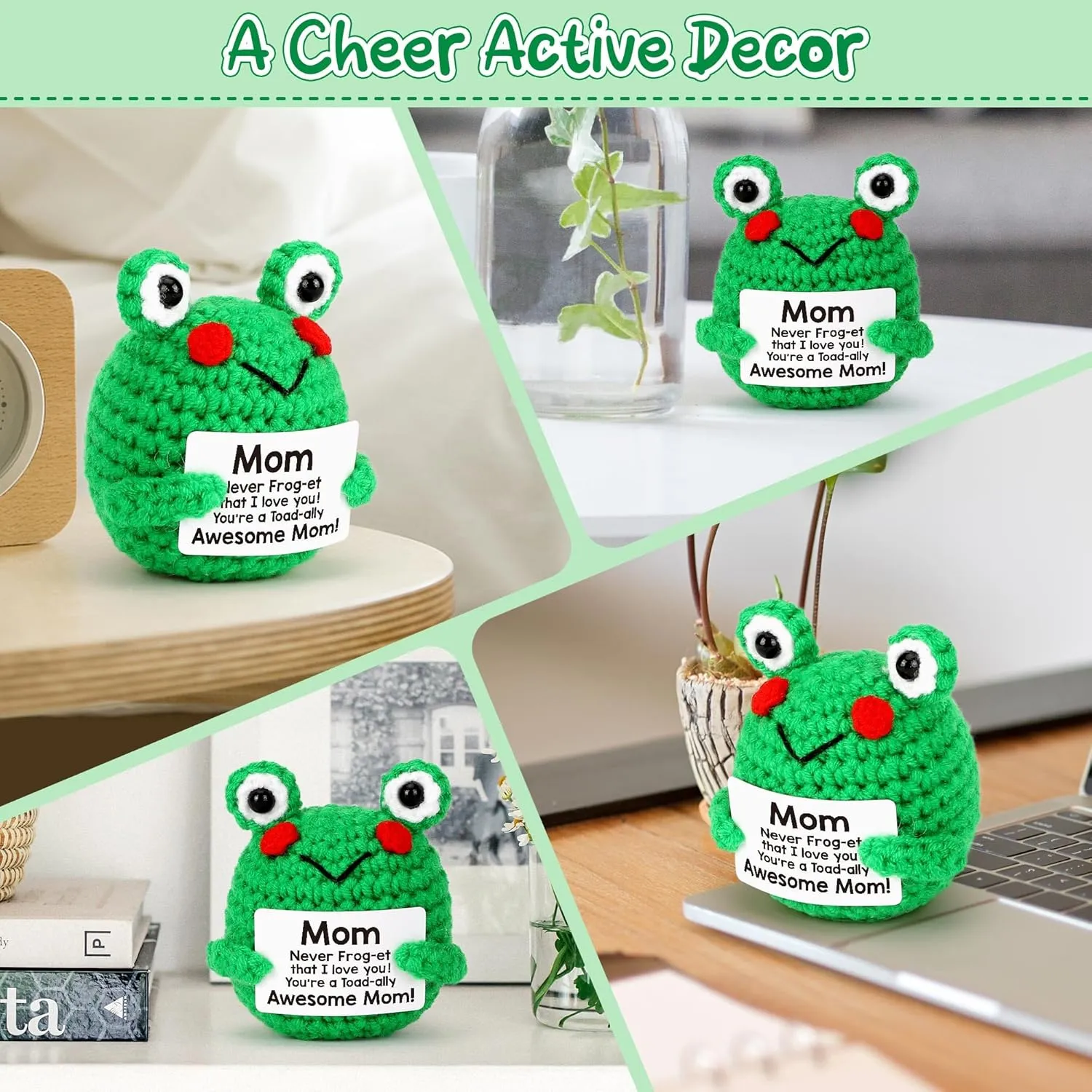 LEJIAJINW Mothers Day Mother Gifts for Mom Mommy Mother-in-Law, New Mom Mother's Day Birthday Gifts for Women, Best I Love You Frog Moms Present from Daughter Son, Small Cute Positive Crochet Frog