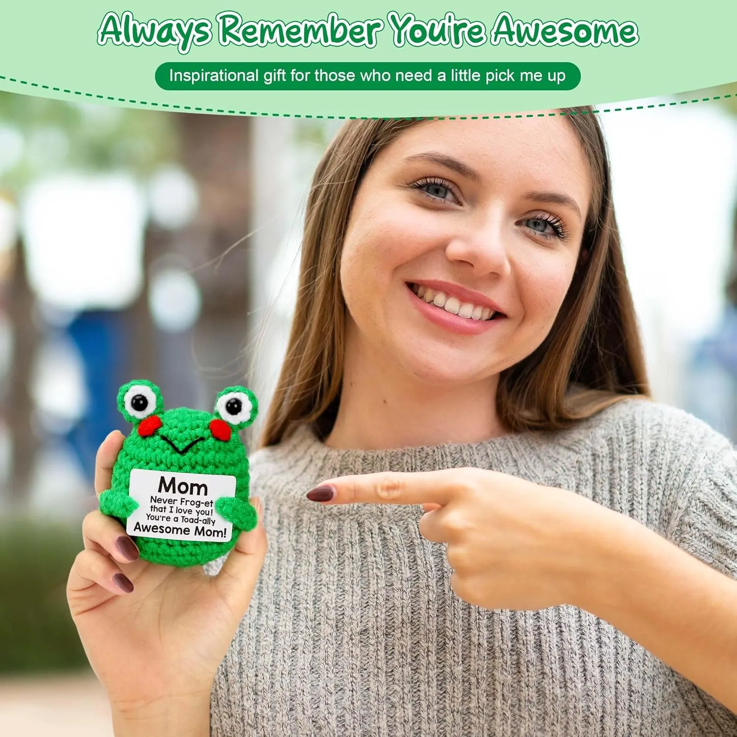 LEJIAJINW Mothers Day Mother Gifts for Mom Mommy Mother-in-Law, New Mom Mother's Day Birthday Gifts for Women, Best I Love You Frog Moms Present from Daughter Son, Small Cute Positive Crochet Frog