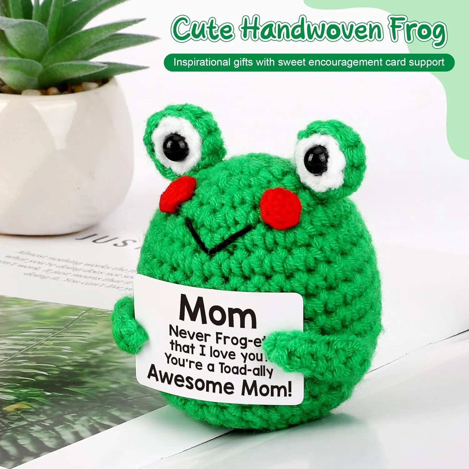 LEJIAJINW Mothers Day Mother Gifts for Mom Mommy Mother-in-Law, New Mom Mother's Day Birthday Gifts for Women, Best I Love You Frog Moms Present from Daughter Son, Small Cute Positive Crochet Frog