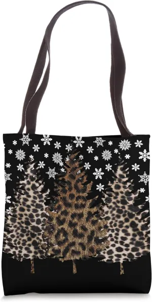Leopard Christmas Tree Xmas Snow Holiday Snowflake Tote Bag