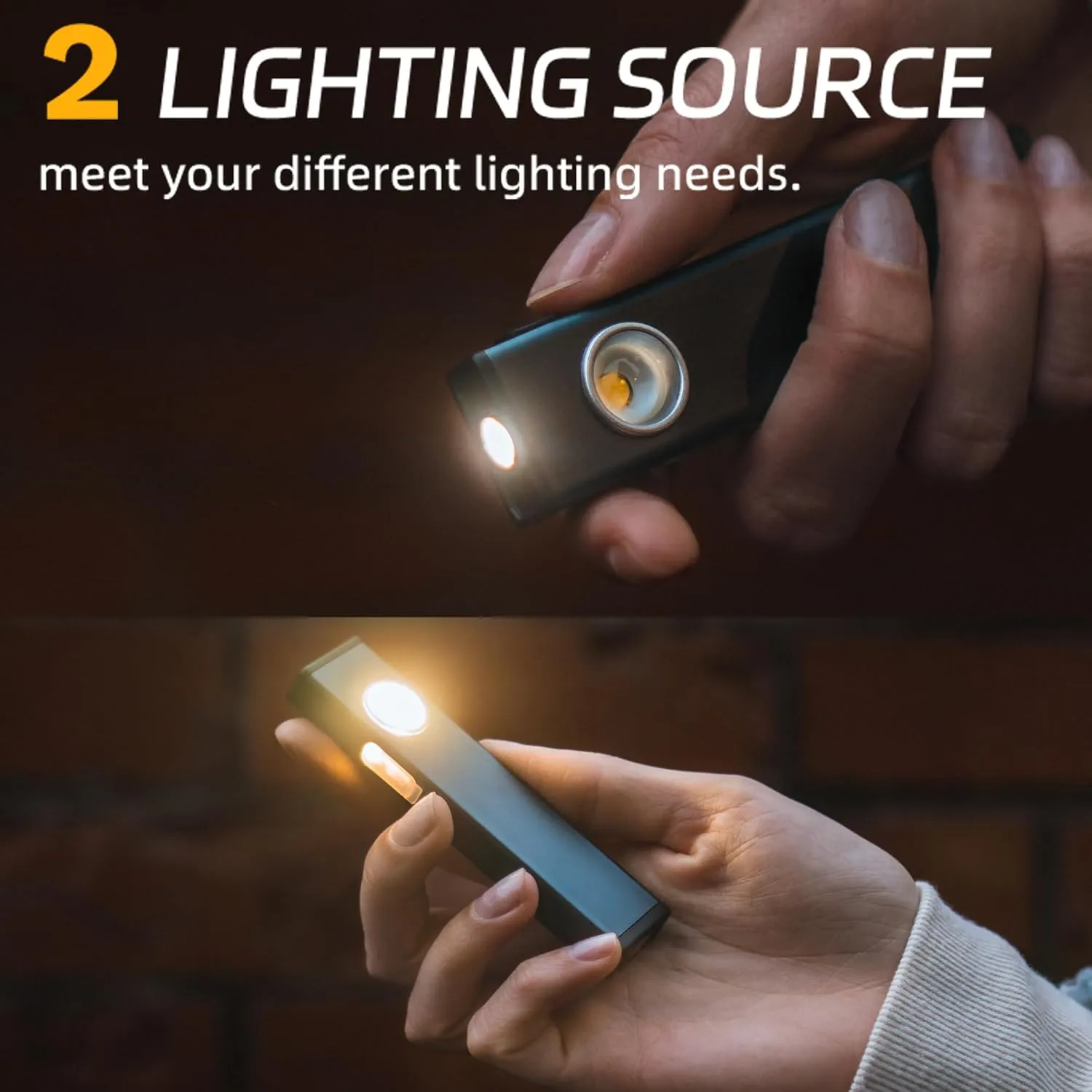 lexall Rechargeable Flashlight, 600 Lumens Portable LED Flashlight, Magnetic COB Flat Task Light with Pocket Clip, 3 Modes, Pocket Pen Inspection Light for Repairing, Camping, Hiking, Emergency（1 Pc）