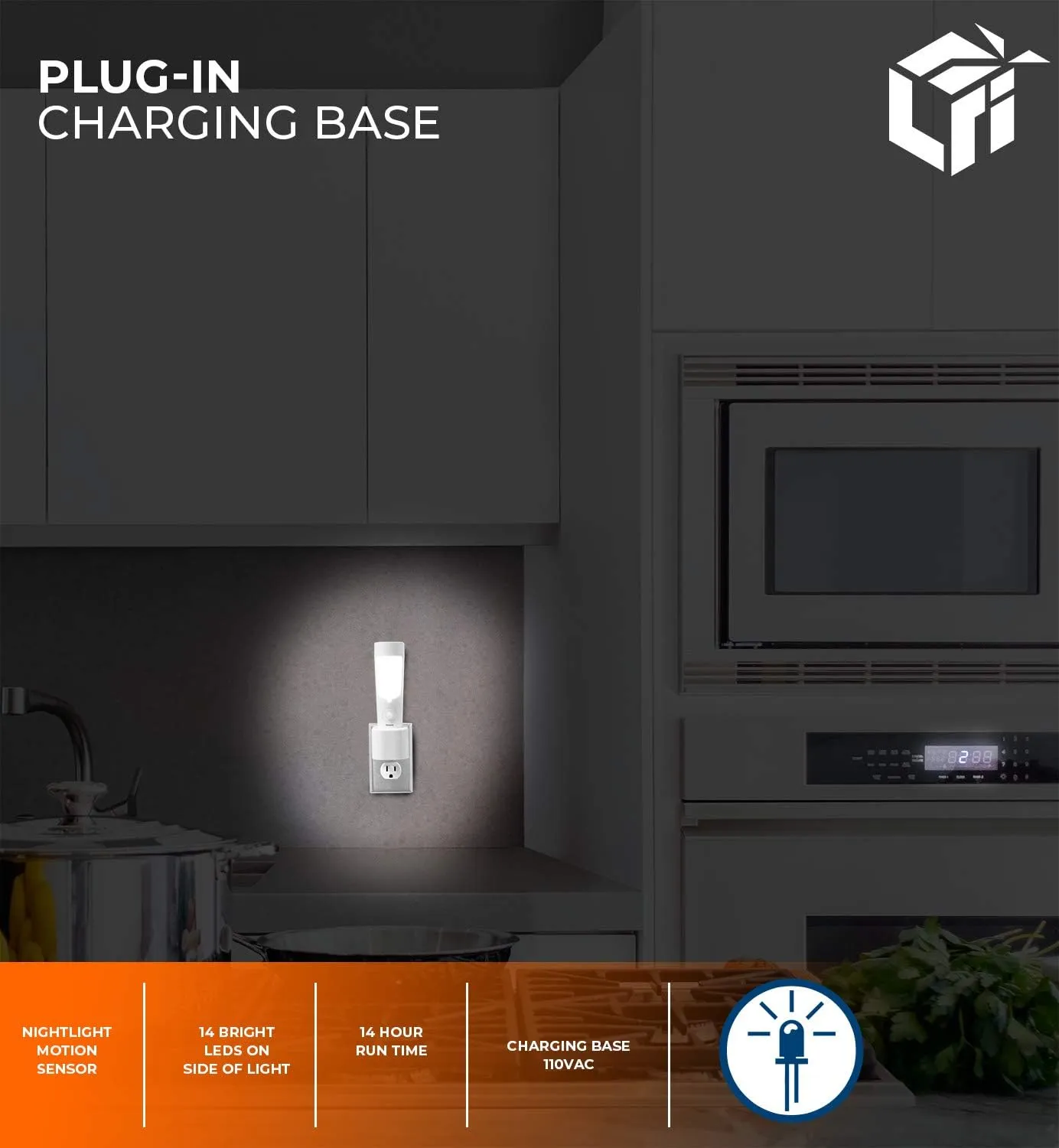 LFI Lights | Power Outage Flashlight Nightlight with Motion Sensor | Auto Dusk to Dawn Sensor | Plug in Flashlight | 14 Hour Run Time | All LED | (2 Pack) | RZNLWE-200