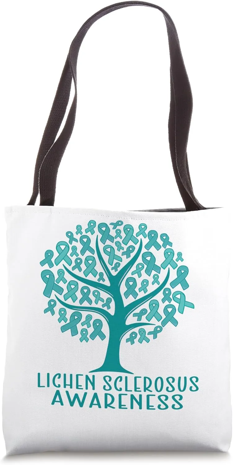 Lichen Sclerosus Awareness Tree Ribbons, Wear Teal Tote Bag