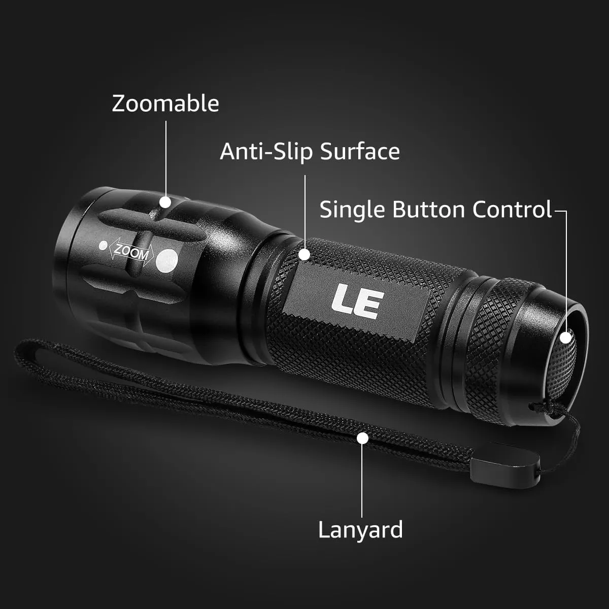 Lighting EVER LED Flashlights High Lumens, Small Flashlight, Waterproof, Adjustable Focus Flash Light for Outdoor, Emergency, Camping, AAA Batteries Included, 2 Pack